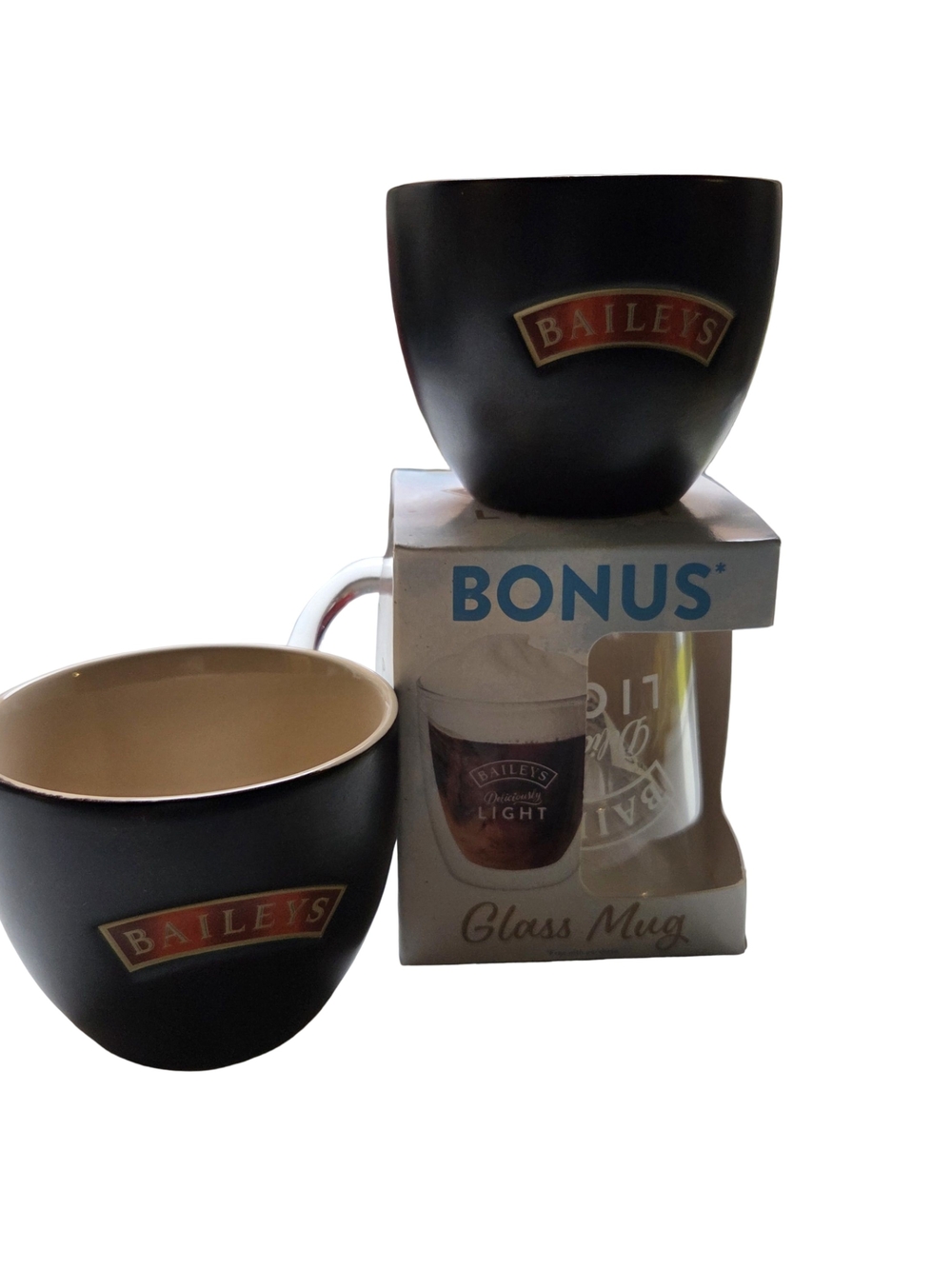 Baileys Iresh Cream Coffee Cups Set of 2 With Bonus Glass Mug